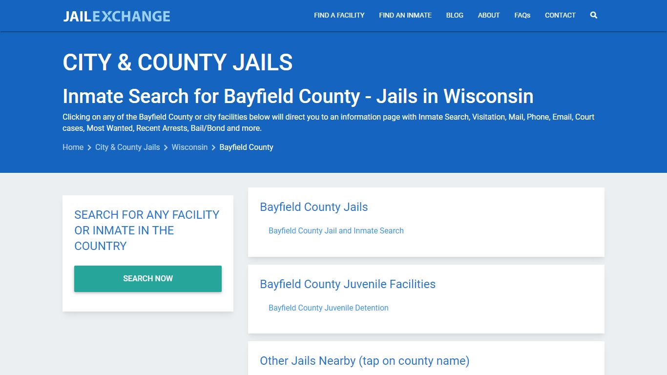 Inmate Search for Bayfield County | Jails in Wisconsin - Jail Exchange