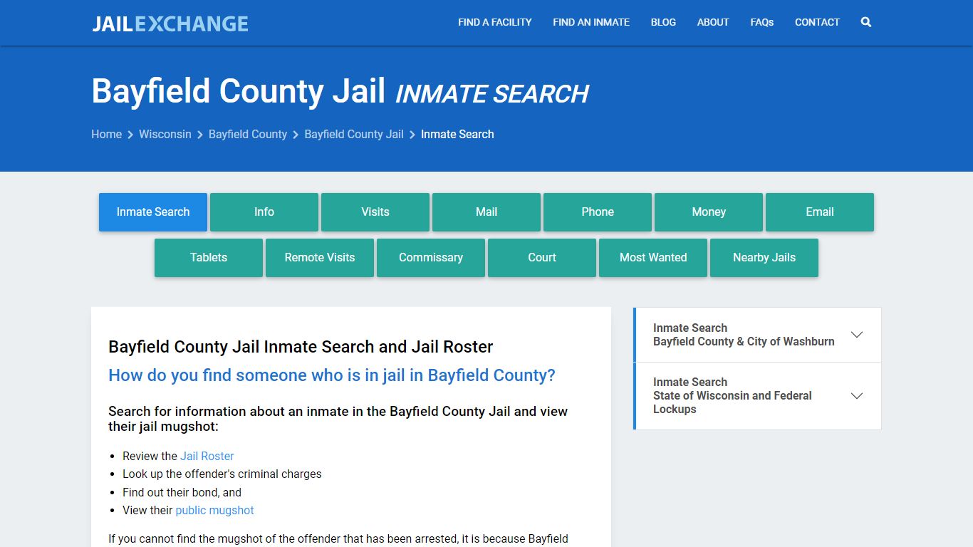 Inmate Search: Roster & Mugshots - Bayfield County Jail, WI