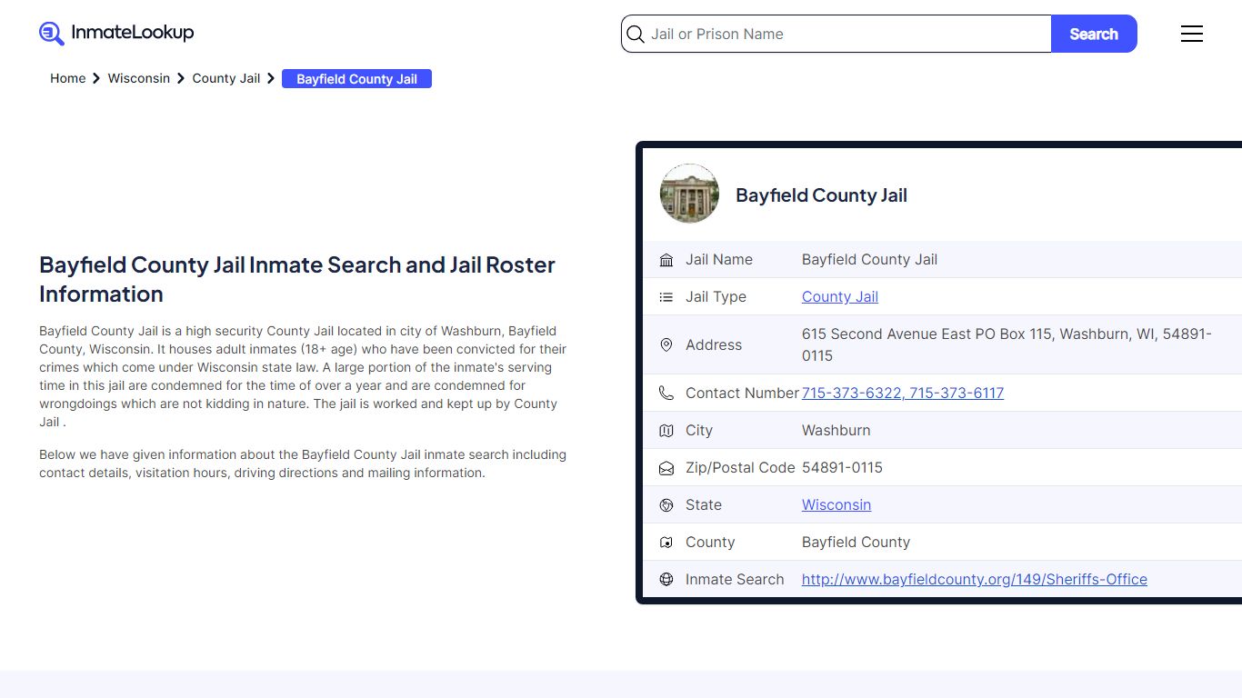 Bayfield County Jail (WI) Inmate Search Wisconsin - Inmate Lookup